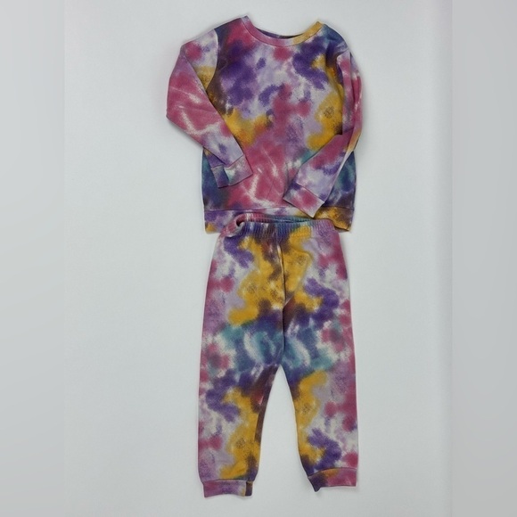 Toddler Girls Tie Dye Two Piece Sweatsuit Set - Picture 1 of 5